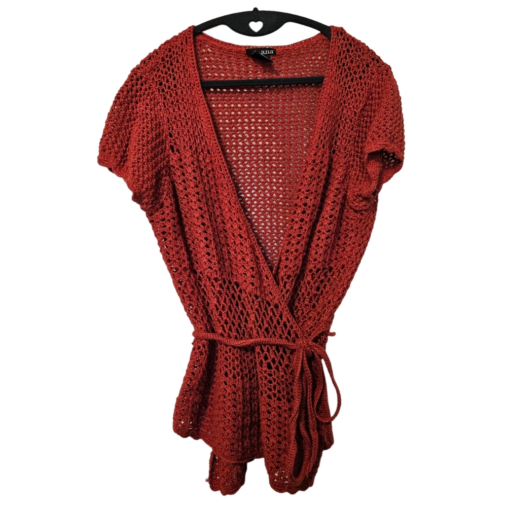 Women's a.n.a Burnt Orange Knitted Wrap Cardigan Top